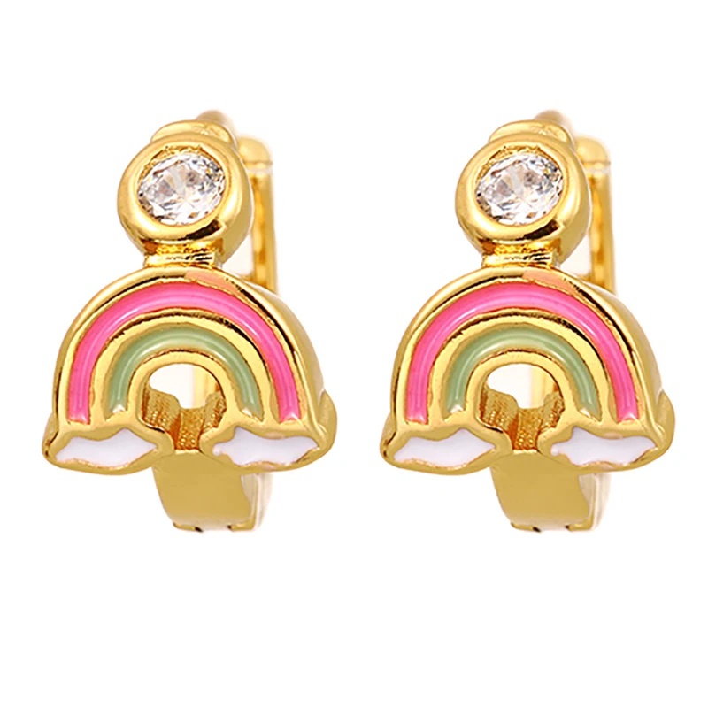 

ZHINI Korean Fashion Rainbow Stud Earrings for Women Simple Cute Gold Metal Hoop Earring Party Jewelry Accessories 2021 brincos