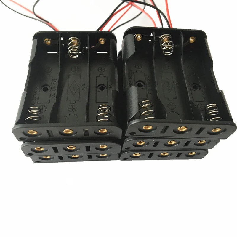 MasterFire 500 шт./лот 3 слота AA держатель для батарей коробка x черный с проводными