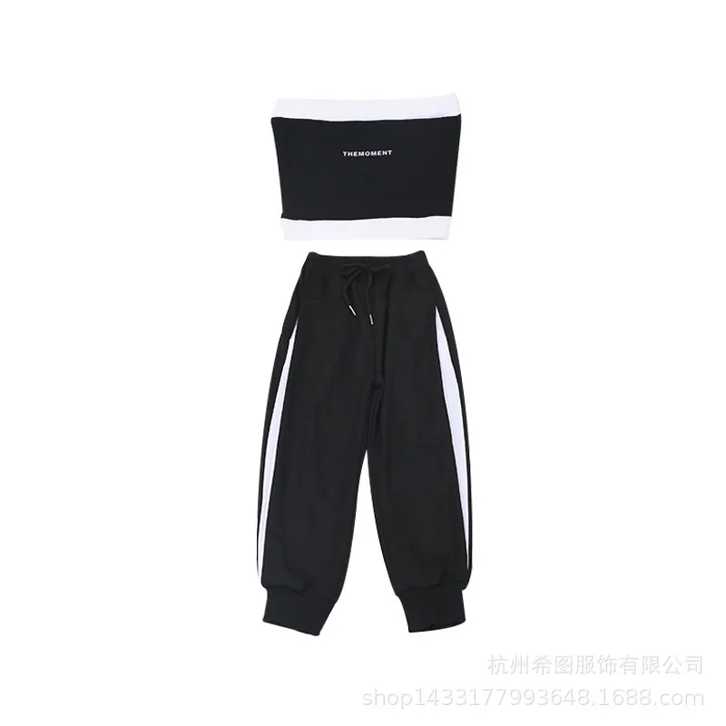 2020 summer new girl tube top suit short vest casual pants foreign two-piece tide | Детская одежда и обувь