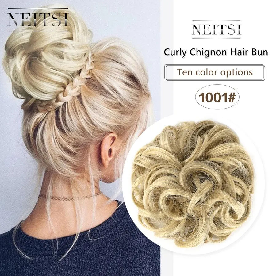 1001 Neitsi Messy Bun синтетические волосы для наращивания Вьющиеся Волнистые пончик-шиньон для женщин инструмент для укладки - Цвет: 1001