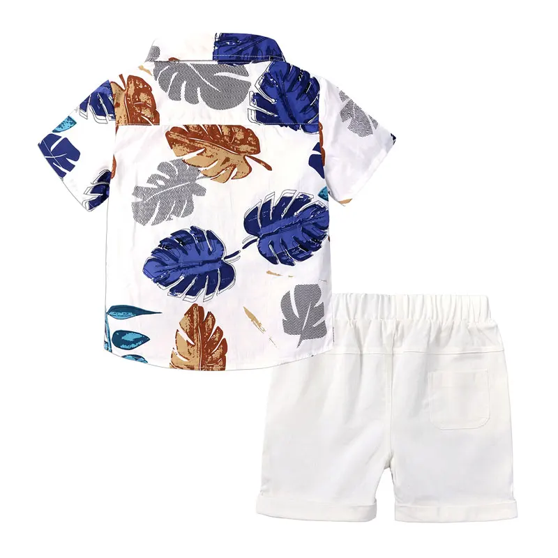 Детский летний костюм Elvesnest комплект одежды для мальчиков рубашка с коротким
