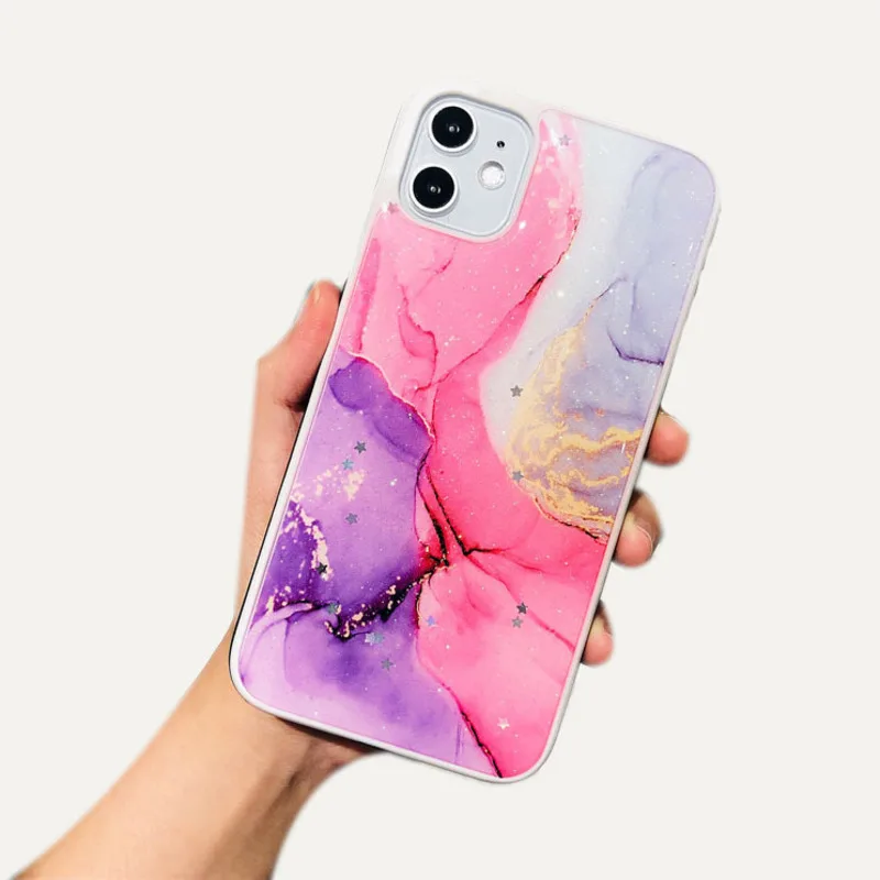 

Marble rhombus gold foil epoxy phone case for iPhone11 12Pro Max mini X XR XS XSMax 8 7 6PluS anti-drop protective back cover