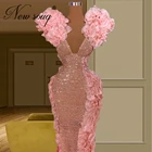 Вечерние платья Ближнего Востока розового цвета, блестящее официальное платье Дубая для свадебной вечеринки, платья знаменитостей для выпускного вечера, вечернее платье 2021