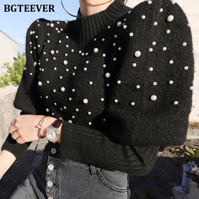 BGTEEVER элегантные женские вязаные свитера с круглым вырезом зимние толстые