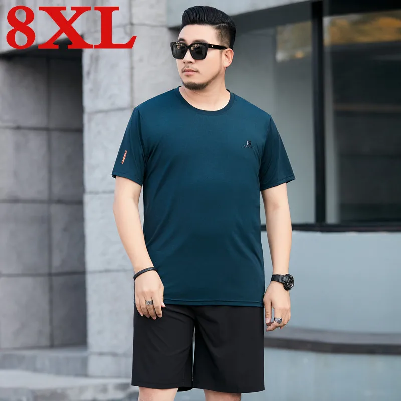 Мужская футболка размера плюс 8XL 7XL 6XL летняя + шорты комплект из двух предметов