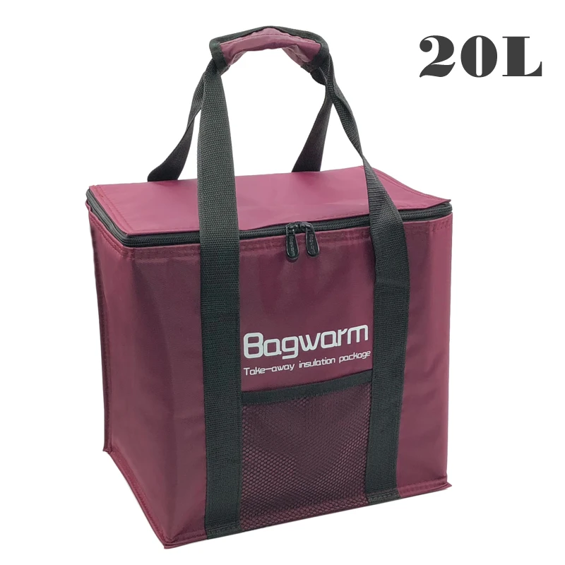 Wine red Бренд 20L Складная утолщенная алюминиевая фольга термальная пищевая портативная качественная сумка-холодильник - Цвет: Wine red