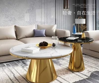 nordic stainless steel coffee table round rock slab marble living room table