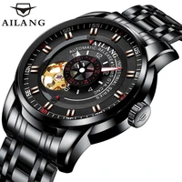 ailang luminous fashion business waterproof relogio masculino automatic skeleton clock mens watches top brand luxury black 8601