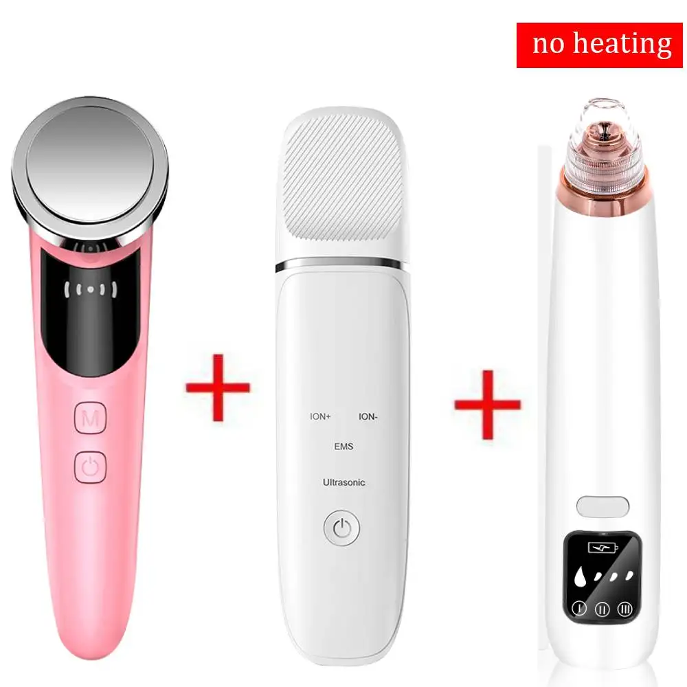 

Ultrasonic Skin Scrubber + Blackhead Remover Face Lift Machine Face Spatula Deep Cleansing Pore Cleaner Kit Peeling Shovel Tool