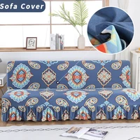 european all inclusive high elastic ruffle sofa cover luxury armless folding sofa bed couch cover protector stretch sofa cover