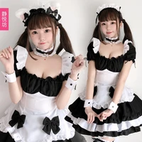 black and white maid costume cute cat lady costume sexy game play uniform temptation maid costume lolita dress