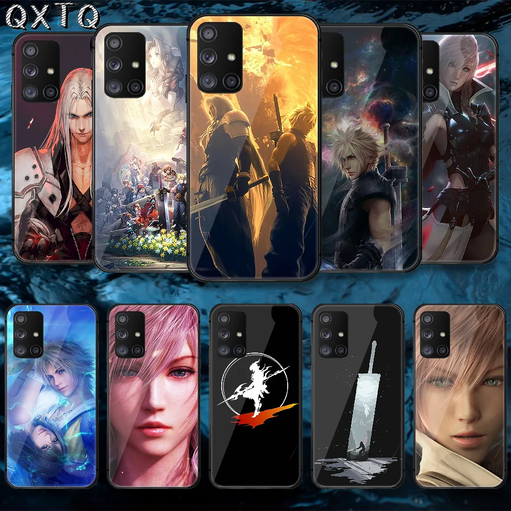 

QXTQ Game Final Fantasy VII Tempered Glass Phone Case Bag Cover For Samsung Galaxy A 10 12 20E 21 30 32 50 40 51 52 70 71 72 Tpu