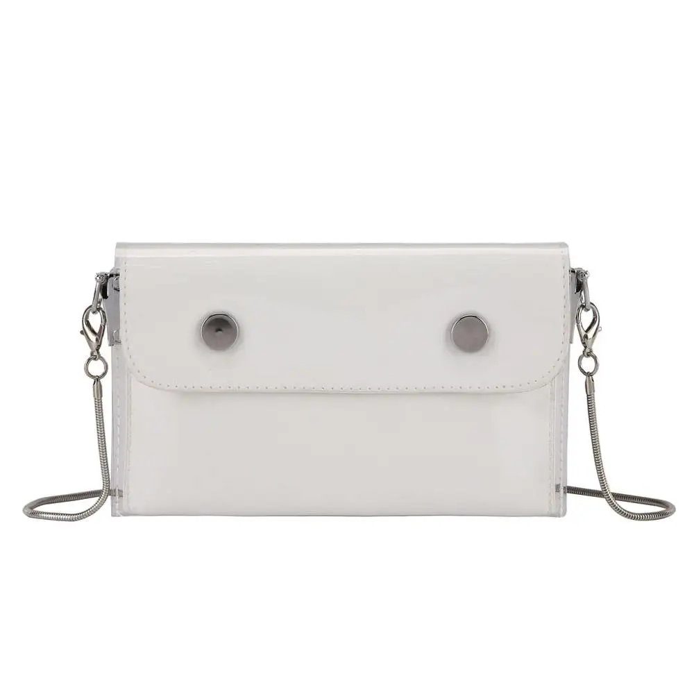 Ivory Women Waterproof Waist Bag Lether Jelly Chest Belt Bag PVC Ladies Transparent Crossbody Chain Bags Fashion Fanny Pack a08 - Color: Ivory