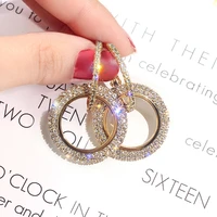 silver color round cute bling zircon stone stud earrings for women fashion wedding bride jewelry 2021 new korean party earrings