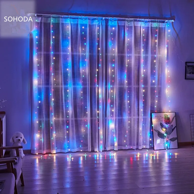 

3M LED Fairy Lights Garland Curtain Lamp Remote Control USB String led Christmas Wedding Romantic Decoration Room Lights Decor