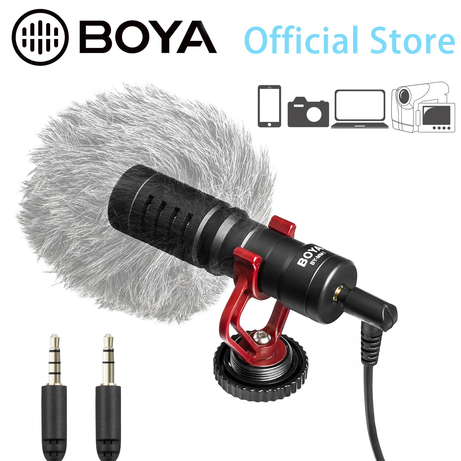 Микрофон BOYA BY-MM1 Cardiod Shotgun для iPhone 11 10X8 7 6 Xiaomi Smartphone Mac Tablet PC компьютера DSLR камеры