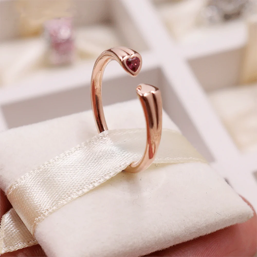 

Danturn New 925 Sterling Silver Ring Polished & Sparkling Heart Open Ring Original 925 Silver European Ring Women Jewelry Making