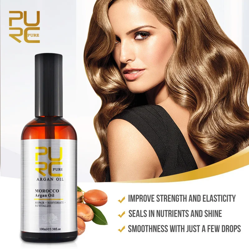 Tratamentos de Alisamento Cabelo para Mulher Cuidados com o Cabelo Purc Marrocos Argan Óleo Cabelo & Couro Cabeludo Reparação Frizz Danos Secos Presente