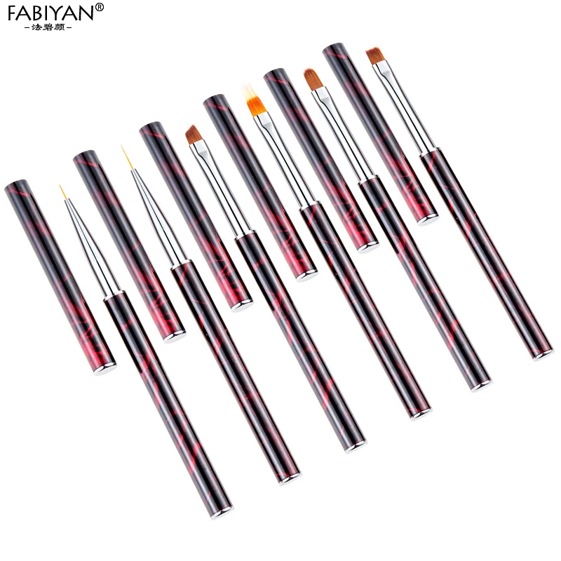 

Nail Art Brush Painting Drawing Flower Liner Lines Grids Pen Gradient Flat Round Head UV Gel Tips 3D DIY Design Manicure Tool
