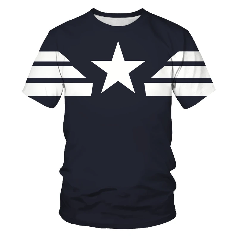 

20213D printed short-sleeved men and women outdoor daily Captain America icon casual and comfortable sports O-neck T-shirt 3D