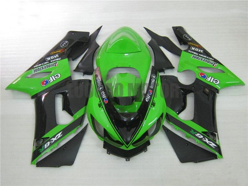 

Hot Custom Bodywork Injection Bodywork ABS fairing kits for Kawasaki Green Black Ninja ZX6R 2005 2006 fairings kit ZX6R 05 06