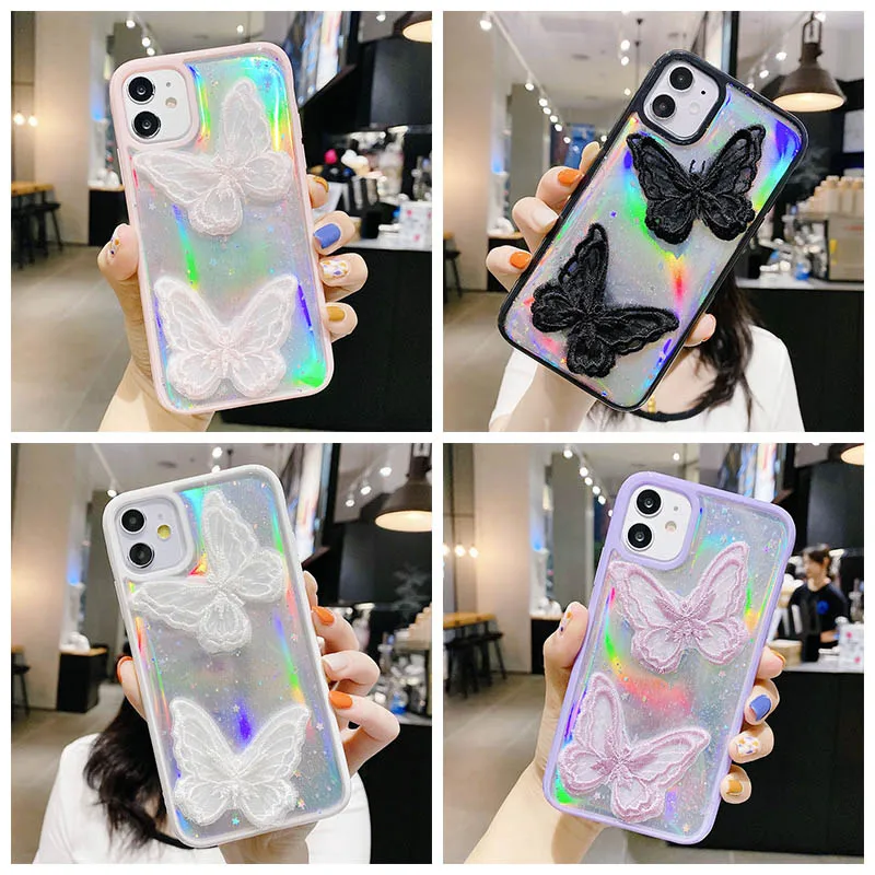 

Glitter Bling Case For iPhone 11 Pro Max Case 3D butterfly For iPhone XR XS SE 2020 X 7 8 6 6S Plus Silicone Luxury Back Cover