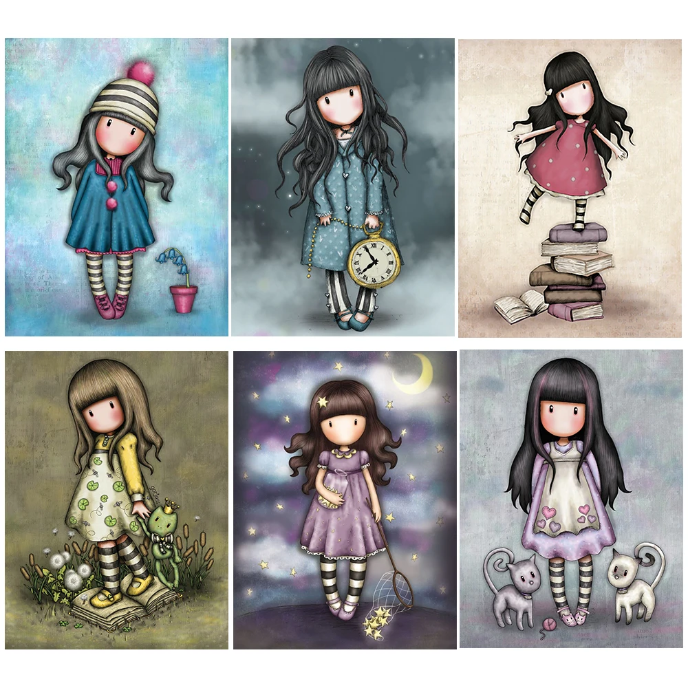 

5D Diamond Painting Little Girl Doll Full Diamond Embroidery Cross Stitch Kit Home Decoration Cartoon Christmas Gift DIY