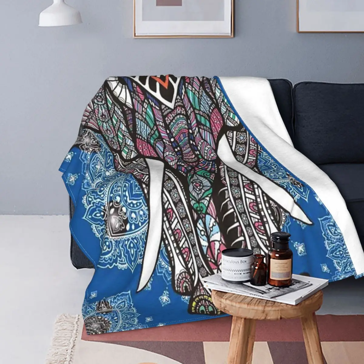 

Слон индийское животное одеяло коралловый флис плюшевое летнее богемное Мандала легкое плед одеяло s для дома диван покрывало