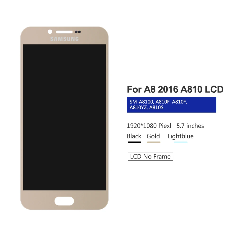 5 7 &quotОригинальный ЖК-дисплей A8 для Samsung Galaxy 2016 A8100 A810 сенсорный экран дигитайзер в
