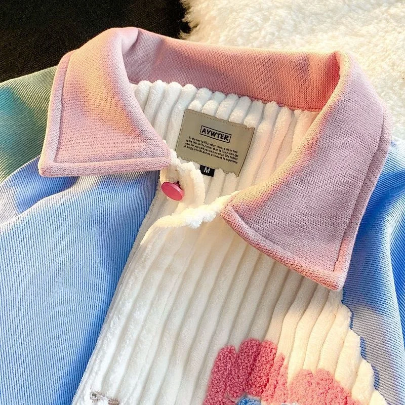 Куртка-бомбер Женская бейсбольная цветная Повседневная Свободная Вельветовая