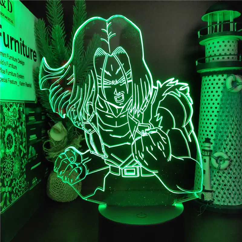 Светодиодная подсветка Драконий жемчуг супер-фигурка Android 17 3d светильник для