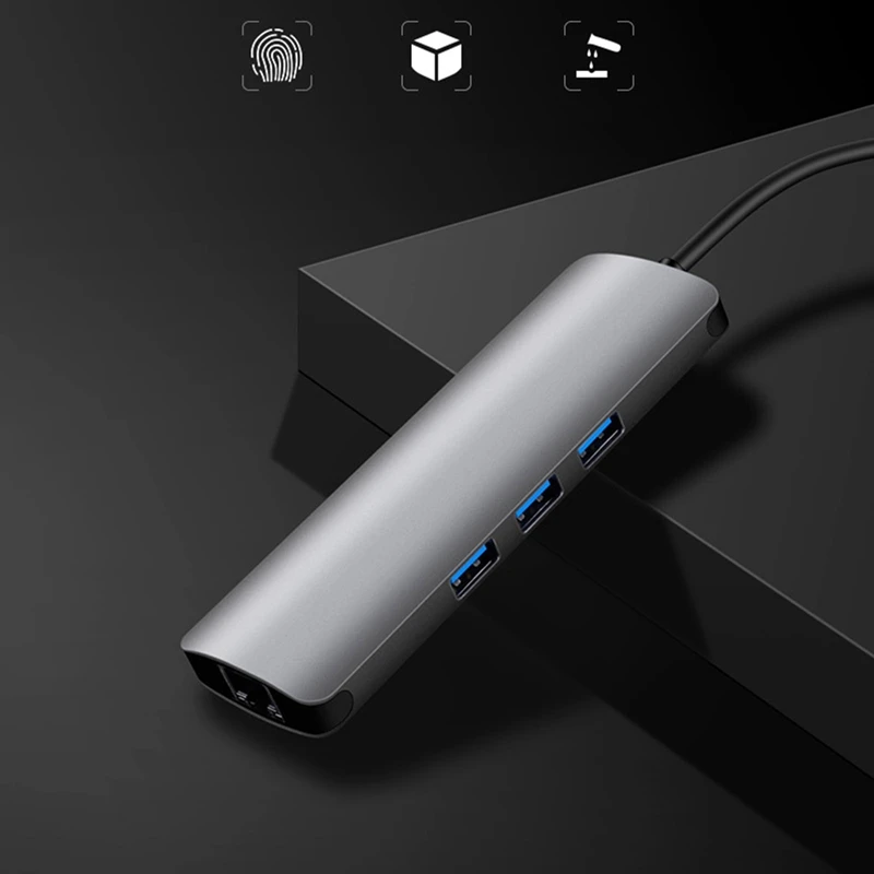 9 в 1 Type C концентратор к Hdmi Usb 3 0 Sd Tf Pd Rj45 Ethernet Lan кардридер адаптер|Адаптеры Type-C| |