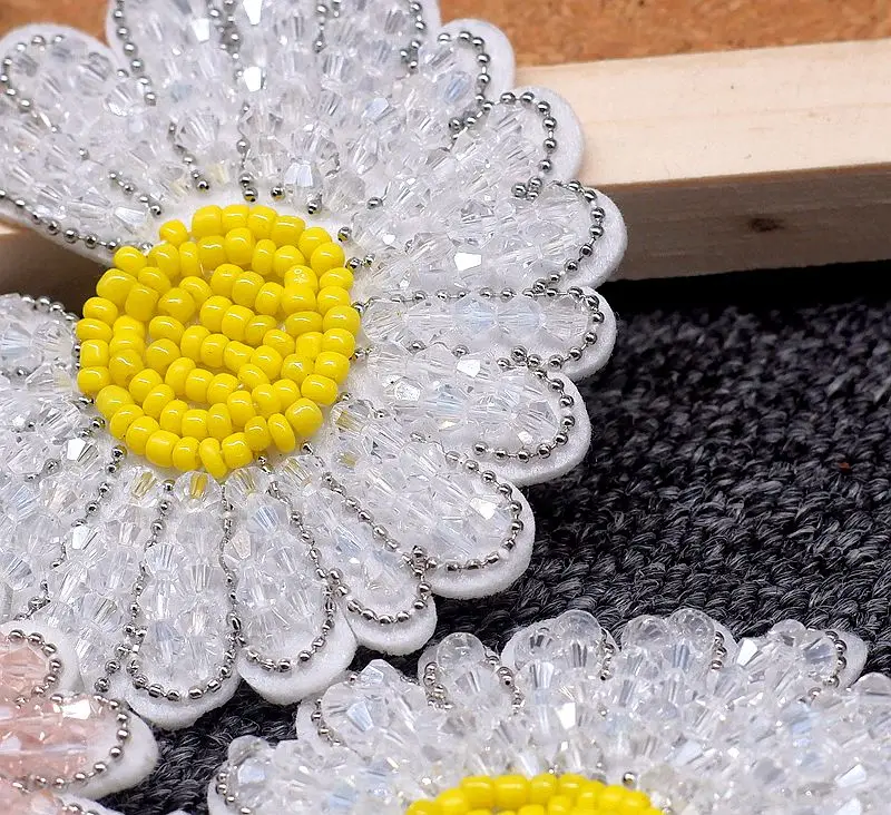 Тканевые 3D наклейки ручной работы с бусинами для сумок аксессуары одежды