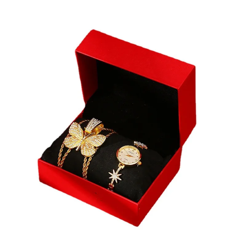 

2pcs / set personality, fashion, temperament, glittering Butterfly Gift Set, watch + necklace, fashionable lady party decoration