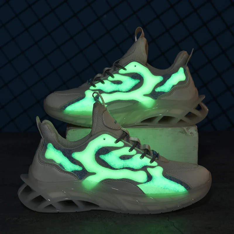 

Stability Fashion Shock Absorption Man Chunky Sneakers Autumn Luminous Adult Men Sport Running Shoes Plus Size 39~ 46