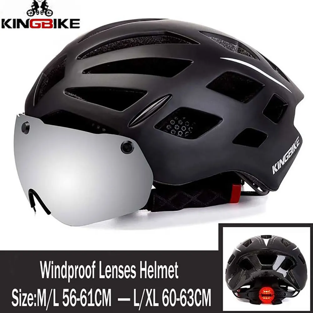 KINGBIKE, Женский велосипедный шлем с очками, ультралегкий, для мужчин, MTB, велосипедный шлем, для горной дороги, для женщин, casco, специальные велосипедные шлемы - Цвет: J-662-Black