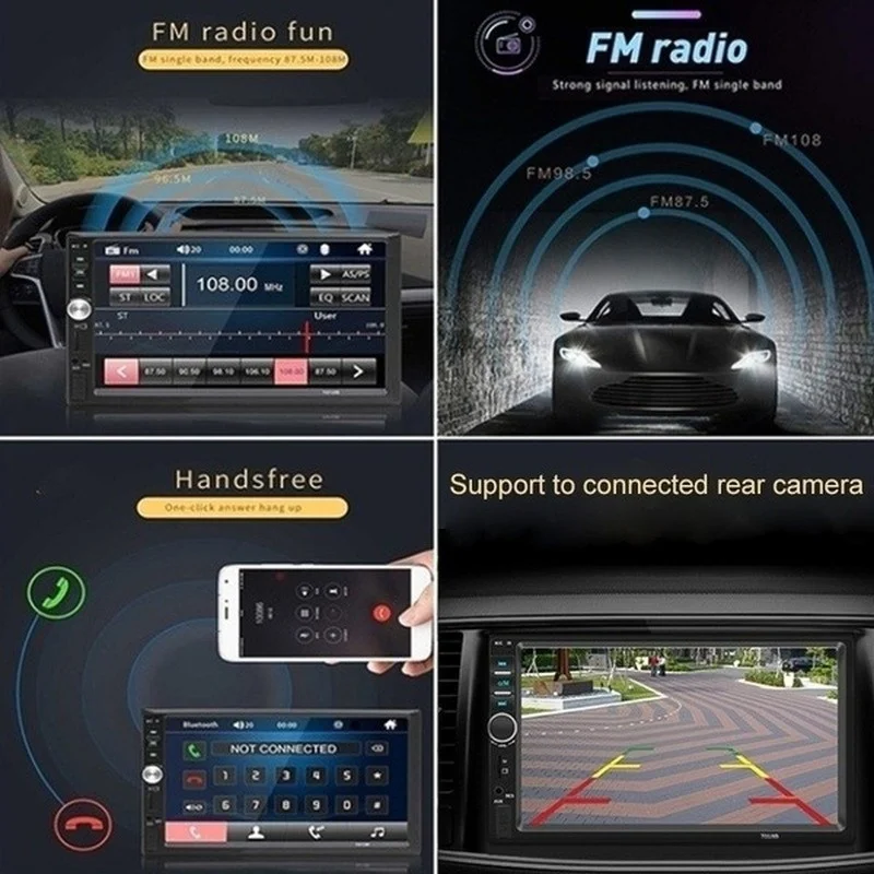 Автомагнитола MP5 7018B стерео система 2 Din с сенсорным ЖК экраном 7 дюймов Bluetooth AUX