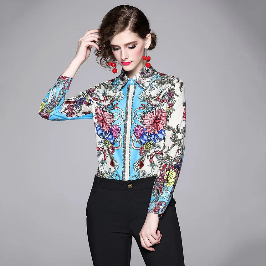 Рубашка женская с длинным рукавом офисная винтажная 2019|Блузки| |