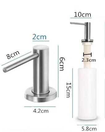 

2Color Solid Stainless Steel Kitchen Sink Black Liquid Soap Dispenser Large Capacity Pump Soap Dispenser Liquid Detergent