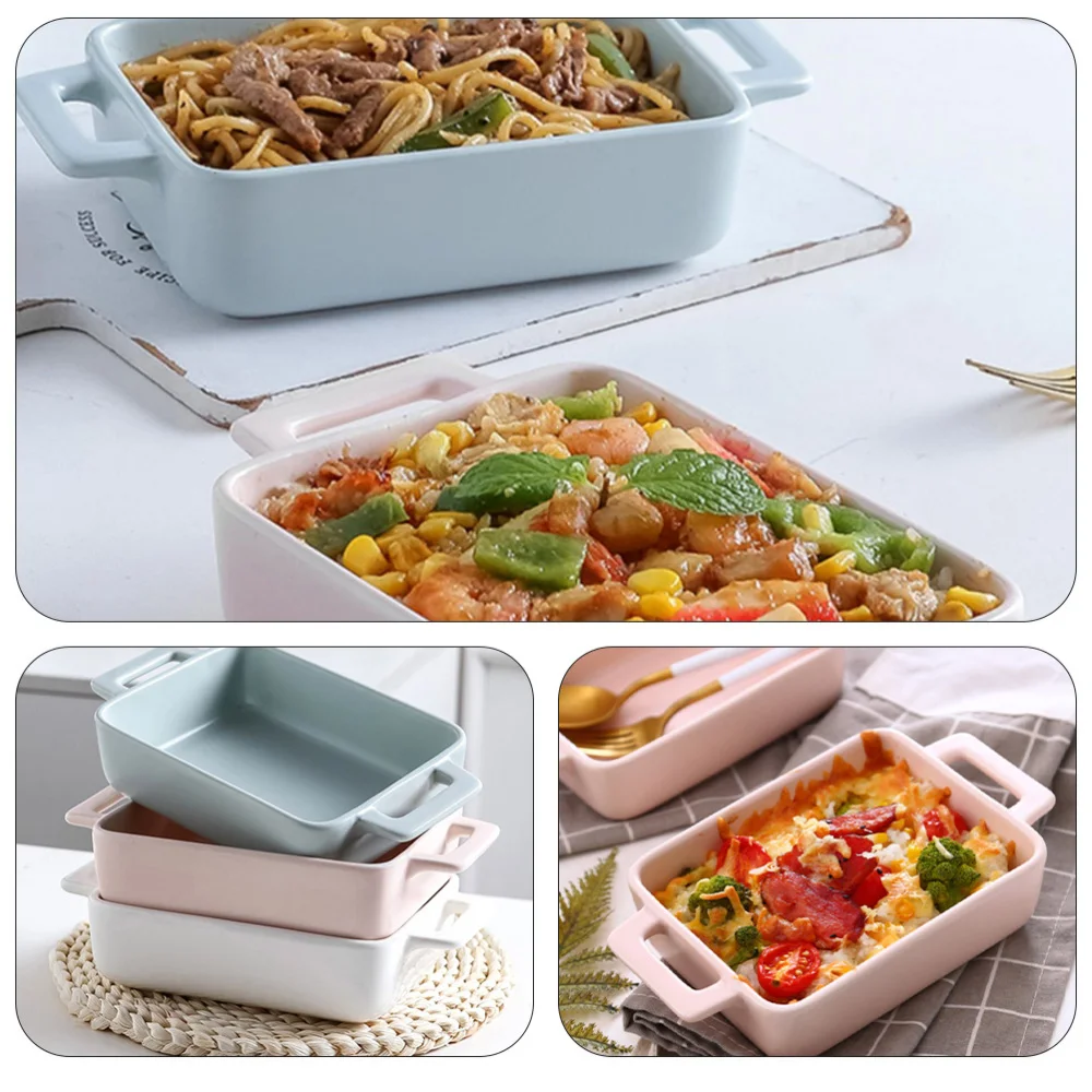 

1 Pc Reusable Cake Pan Bread Pan Double-ear Baking Bowl Creative Storage Bowl