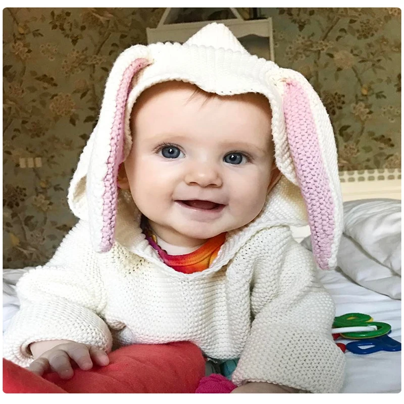 Одежда для маленьких девочек с заячьими ушками зимнее пальто капюшоном