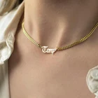 Персонализированные Пользовательское Имя ожерелье золотого Цвет 3 мм кубинская цепь индивидуальная именная табличка ожерелья для женщин обувь ручной работы для мужчин и женщин; Подарки