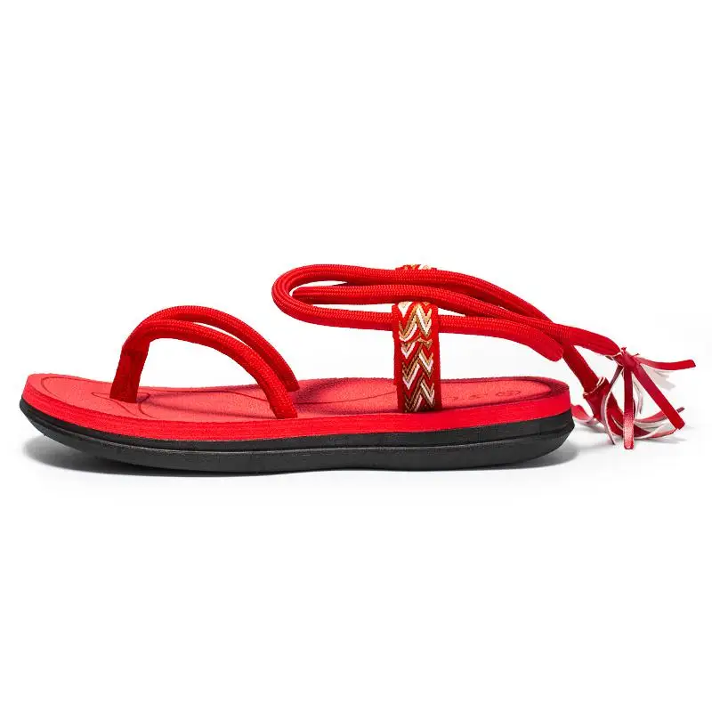 

Men Sandals City Leisure Two Methods Lace Up Fashion Sandals Black Red Summer Men Casual Shoes Hiking Sandals Man Beach Sandals