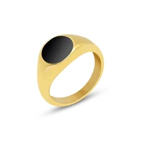 stainless french style new black oil dripping design ring steel gold filled for womens accessories fashion hawaiian jewelry