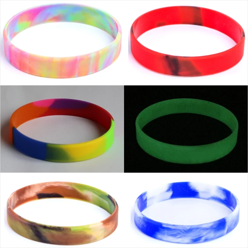 

2pcs/lot rainbow silicone wristband swirl segmented colors silicone bracelet in mixed colors assorted color silicone handband