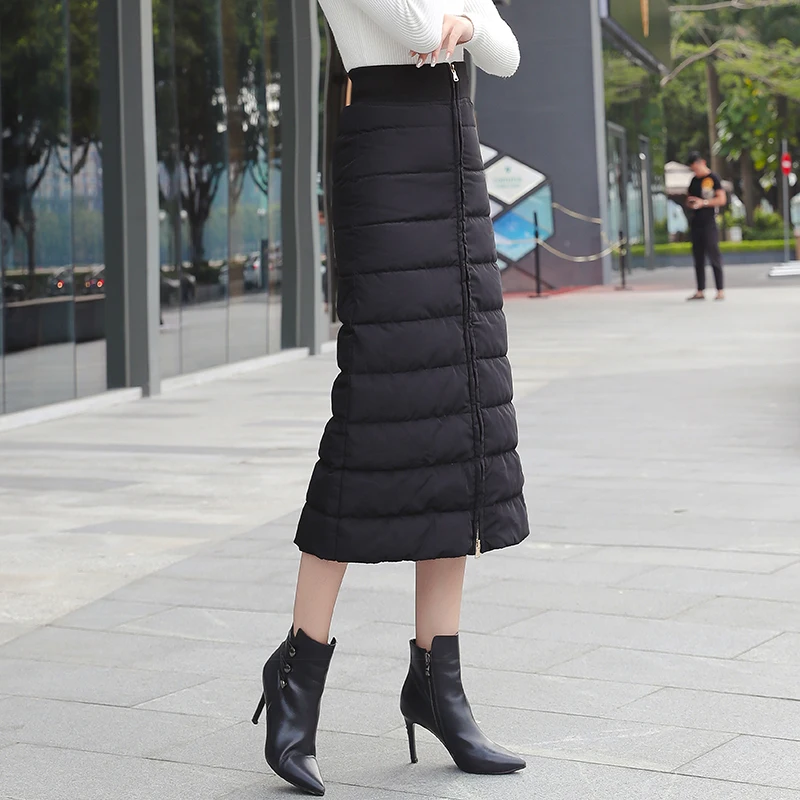 4XL хит продаж хлопковая юбка для женщин зимняя плюс размер на молнии тонкая