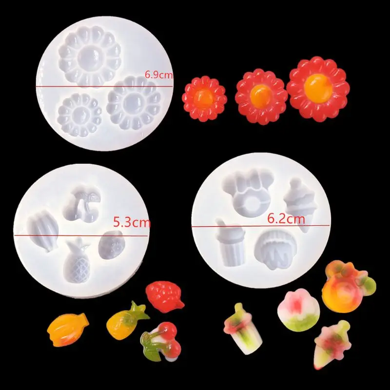 

DIY Flower Cherry Fruit Ice Cream Molds Jewelry Making Tools Pineapple Epoxy Resin Casting Silicone Mold Art Craft Tools