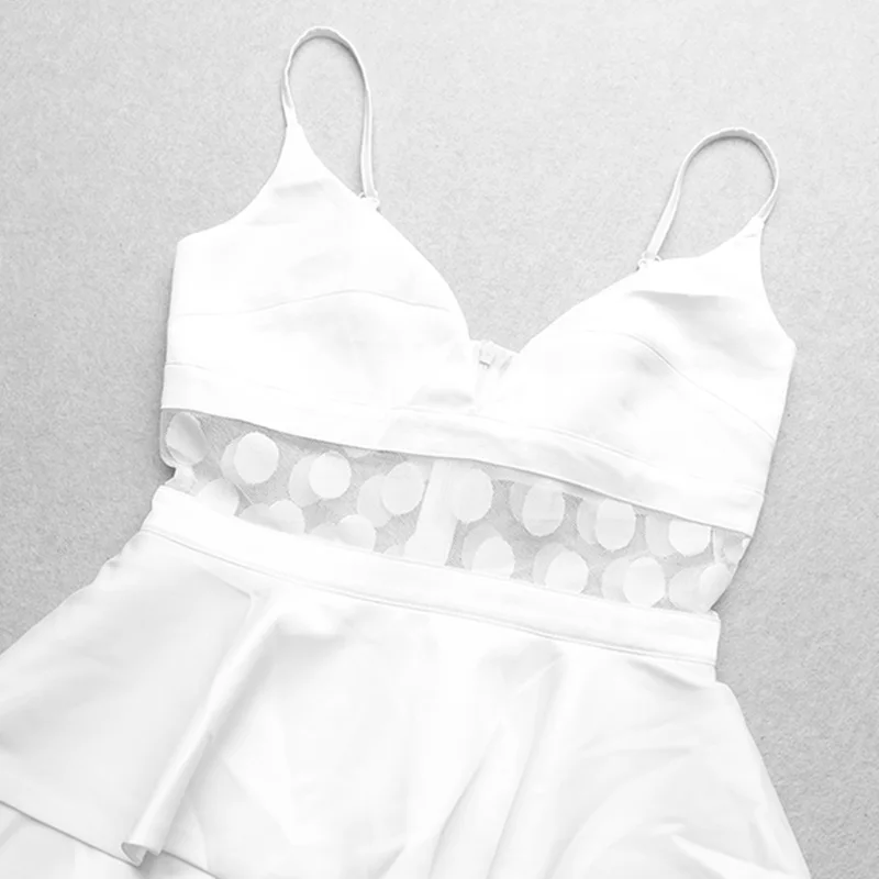 VC Горячая точка сетчатыми вставками Spagehtti на завязках с оборками дизайн