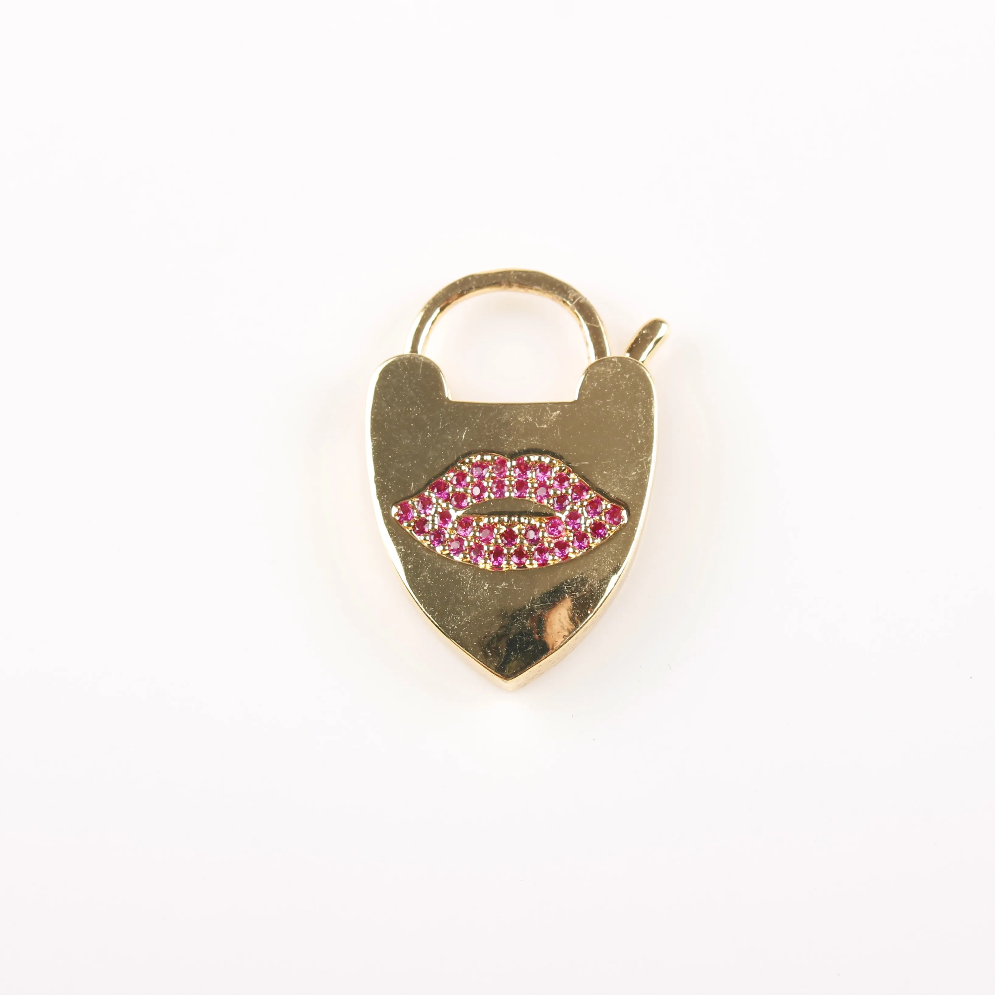 

DIY jewelry accessories lock-shaped red lip zircon spring buckle connection buckle universal matching decoration buckle