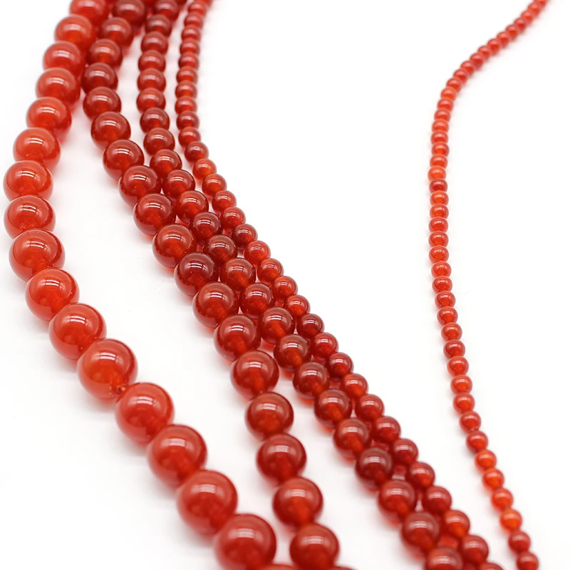 

Natural Red Carnelian Agates Stone Round Gem Beads 15" Strand 4 6 8 10 12MM Pick Size For Jewelry Making